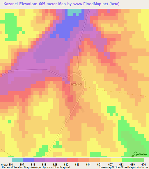 Kazanci,Turkey Elevation Map