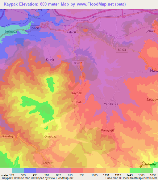 Kaypak,Turkey Elevation Map