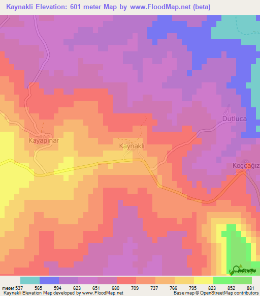 Kaynakli,Turkey Elevation Map