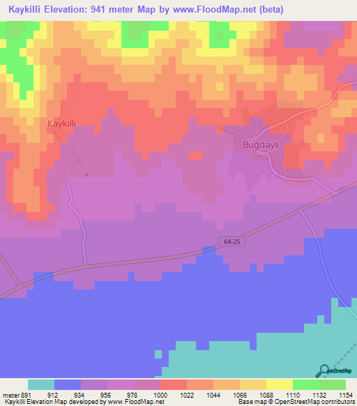 Kaykilli,Turkey Elevation Map