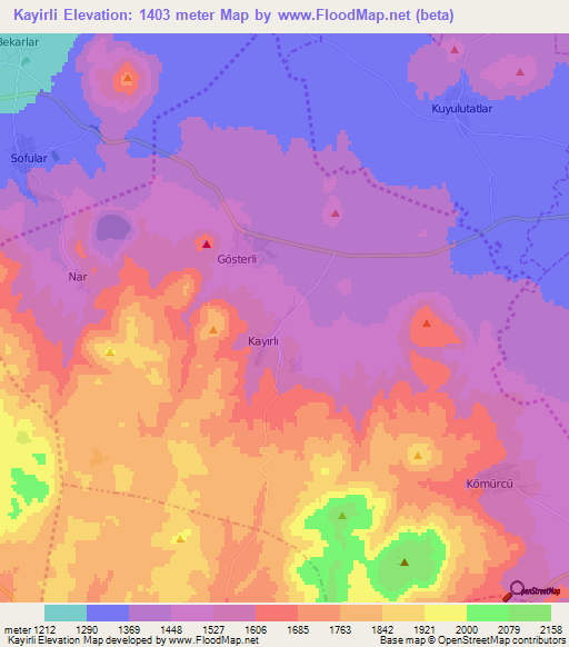 Kayirli,Turkey Elevation Map