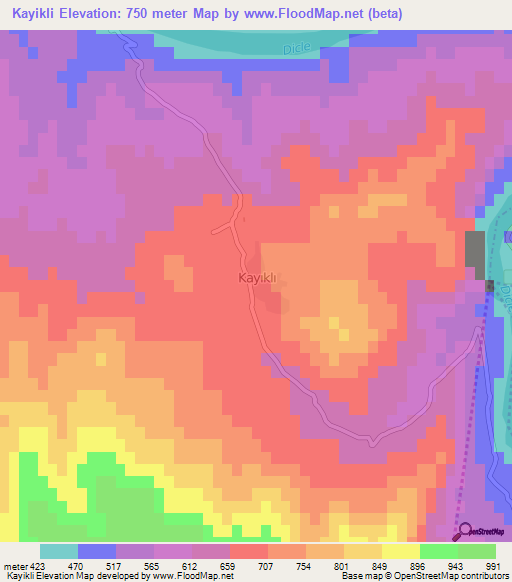 Kayikli,Turkey Elevation Map