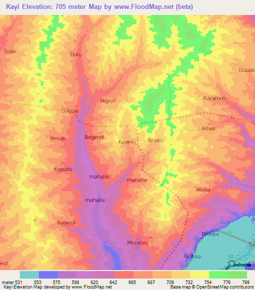 Kayi,Turkey Elevation Map