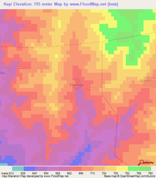 Kayi,Turkey Elevation Map