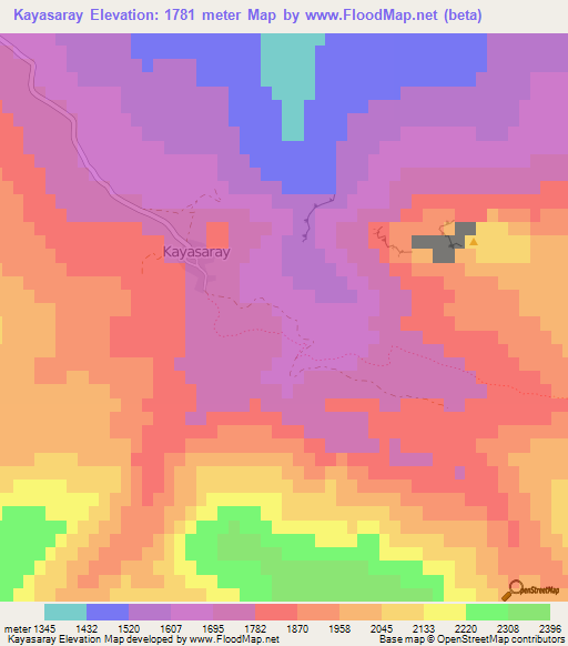 Kayasaray,Turkey Elevation Map