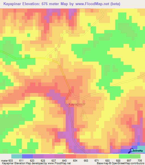 Kayapinar,Turkey Elevation Map