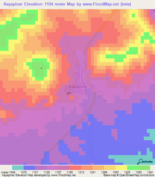 Kayapinar,Turkey Elevation Map