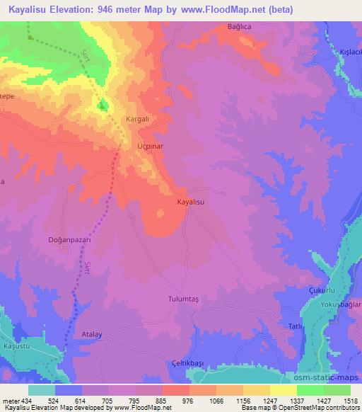 Kayalisu,Turkey Elevation Map