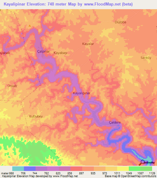 Kayalipinar,Turkey Elevation Map