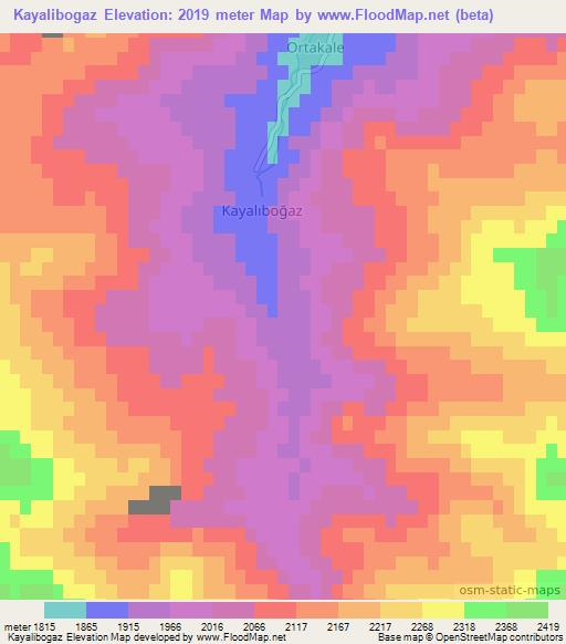 Kayalibogaz,Turkey Elevation Map