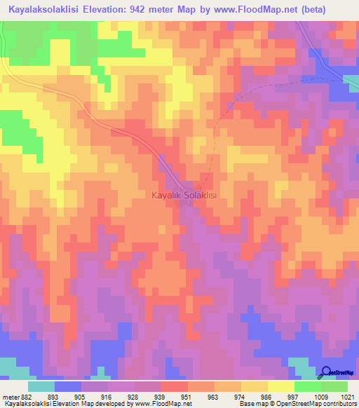 Kayalaksolaklisi,Turkey Elevation Map