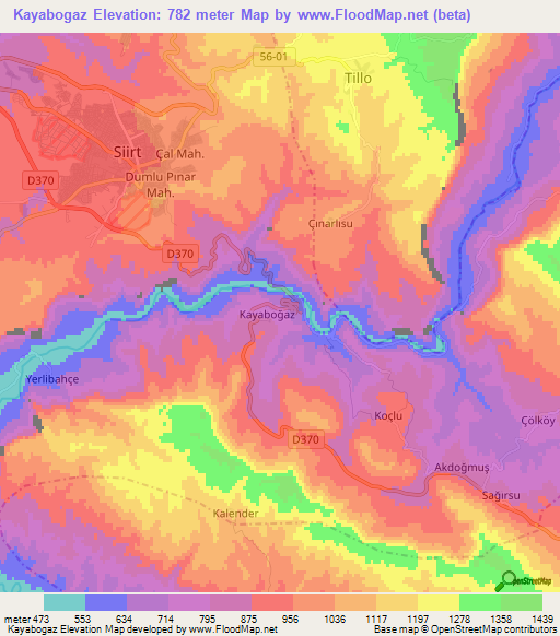 Kayabogaz,Turkey Elevation Map