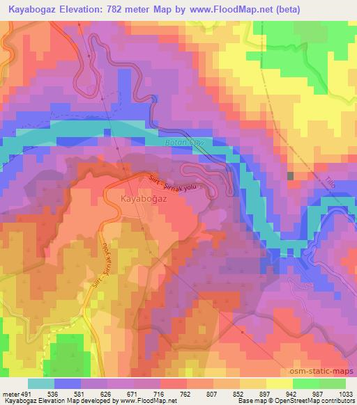 Kayabogaz,Turkey Elevation Map