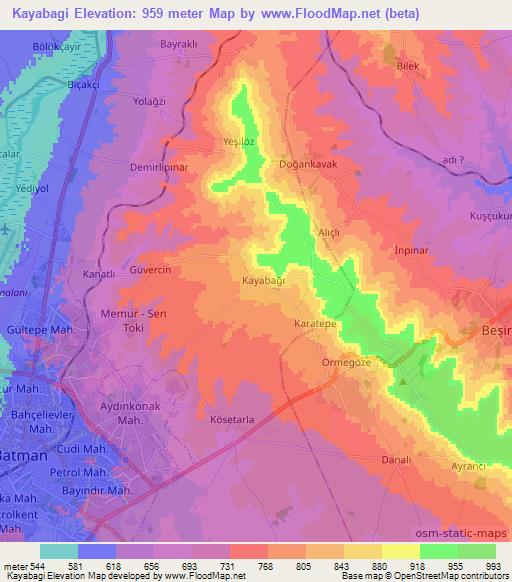 Kayabagi,Turkey Elevation Map