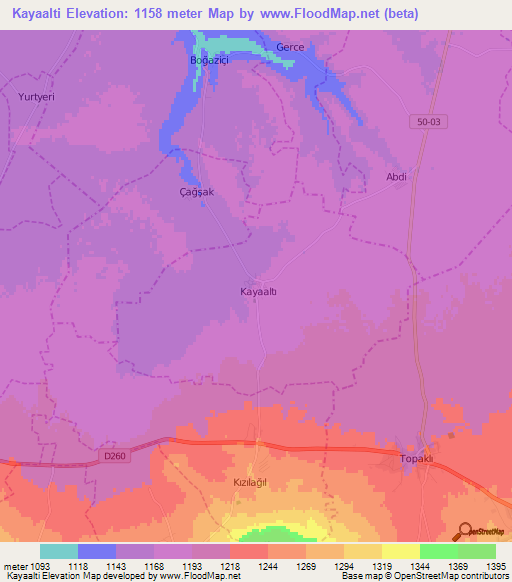 Kayaalti,Turkey Elevation Map