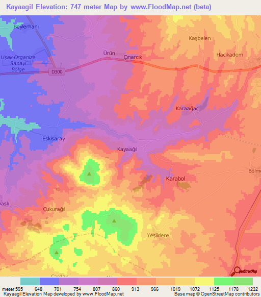 Kayaagil,Turkey Elevation Map