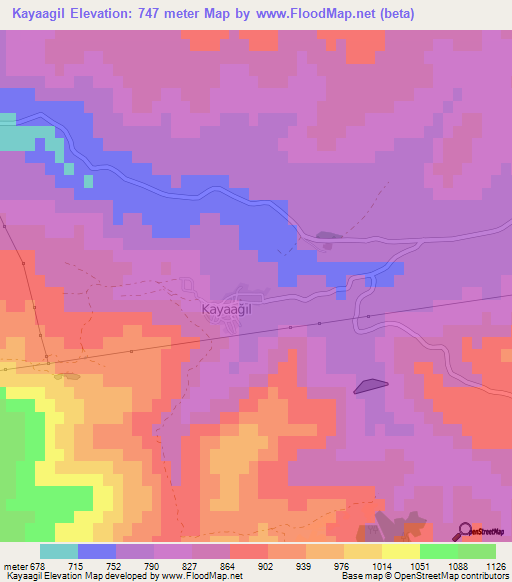 Kayaagil,Turkey Elevation Map