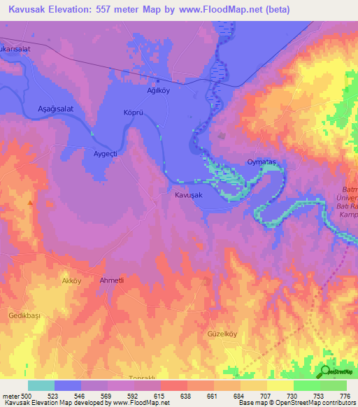 Kavusak,Turkey Elevation Map