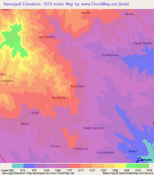 Kavurgali,Turkey Elevation Map