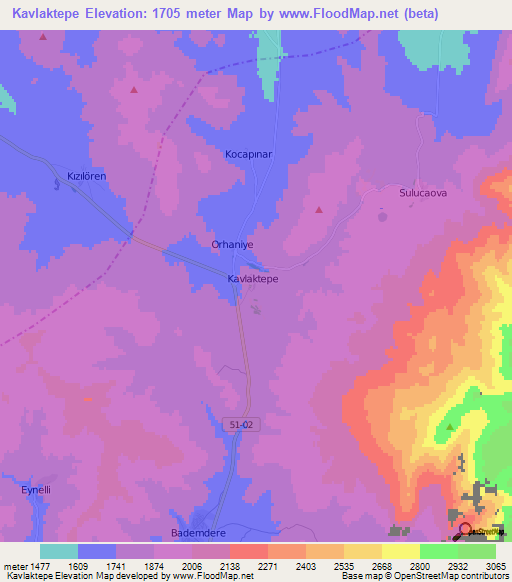 Kavlaktepe,Turkey Elevation Map