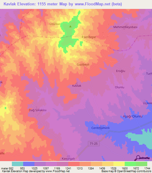 Kavlak,Turkey Elevation Map