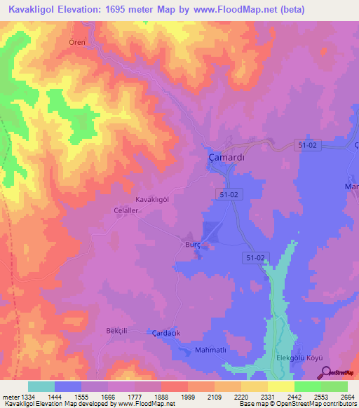 Kavakligol,Turkey Elevation Map