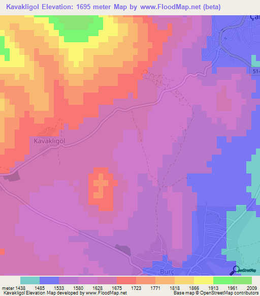 Kavakligol,Turkey Elevation Map