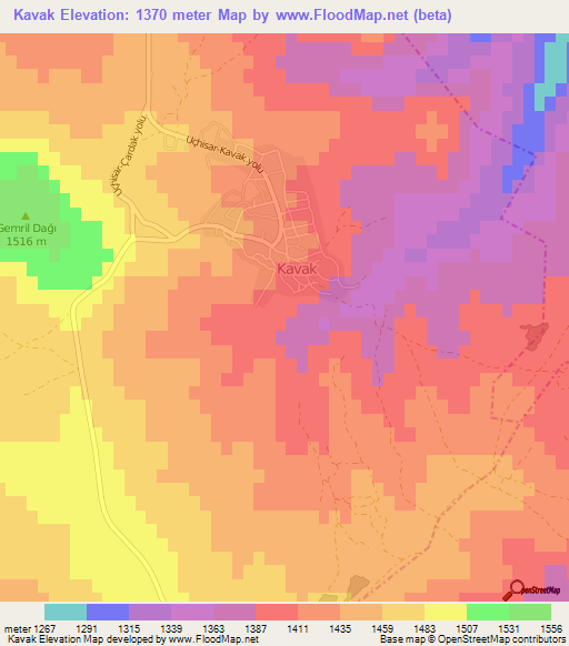 Kavak,Turkey Elevation Map