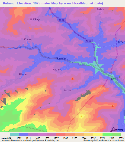 Katranci,Turkey Elevation Map