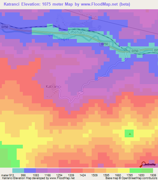 Katranci,Turkey Elevation Map