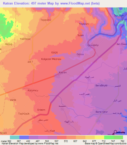 Katran,Turkey Elevation Map