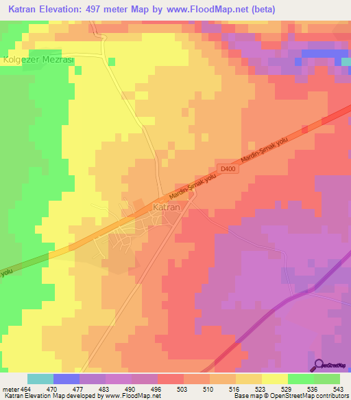 Katran,Turkey Elevation Map