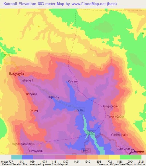 Katranli,Turkey Elevation Map