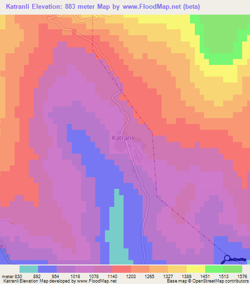 Katranli,Turkey Elevation Map