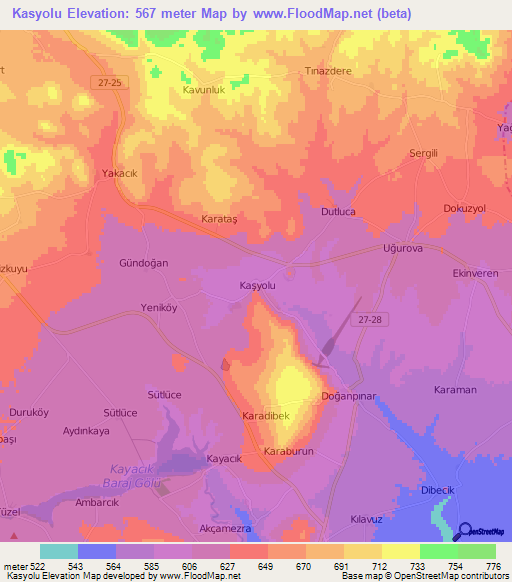 Kasyolu,Turkey Elevation Map