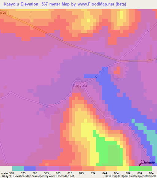 Kasyolu,Turkey Elevation Map