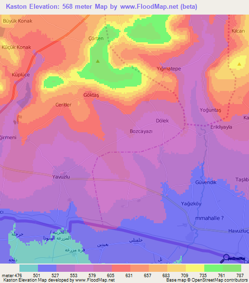 Kaston,Turkey Elevation Map