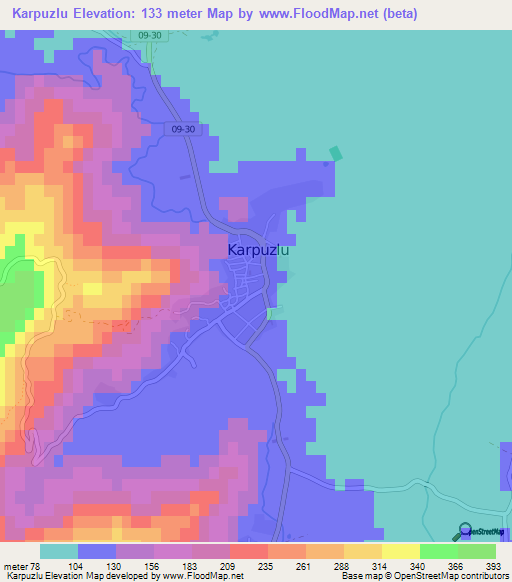 Karpuzlu,Turkey Elevation Map