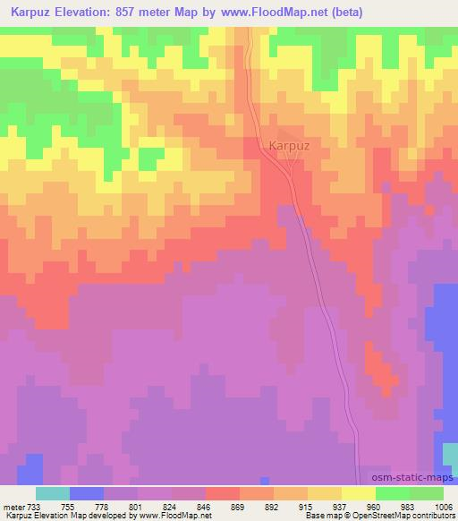 Karpuz,Turkey Elevation Map