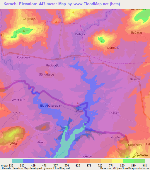 Karnebi,Turkey Elevation Map