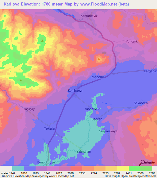 Karliova,Turkey Elevation Map