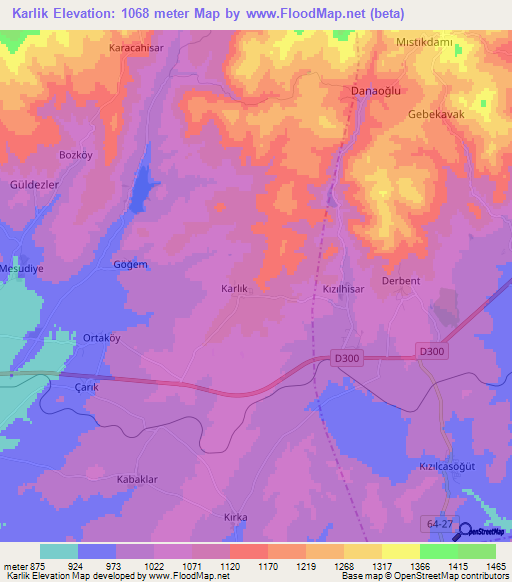 Karlik,Turkey Elevation Map