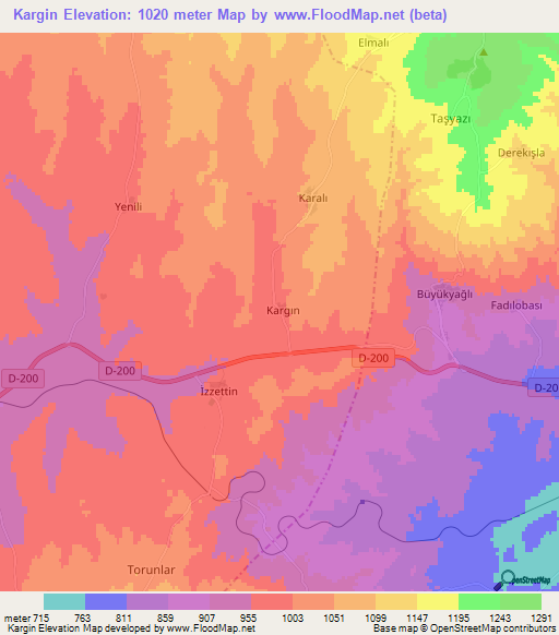 Kargin,Turkey Elevation Map