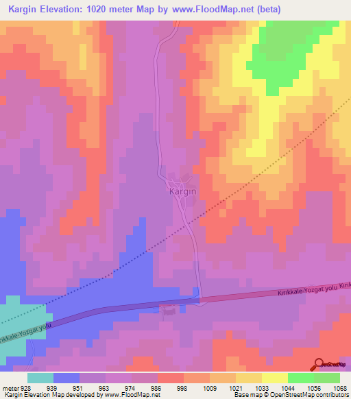 Kargin,Turkey Elevation Map