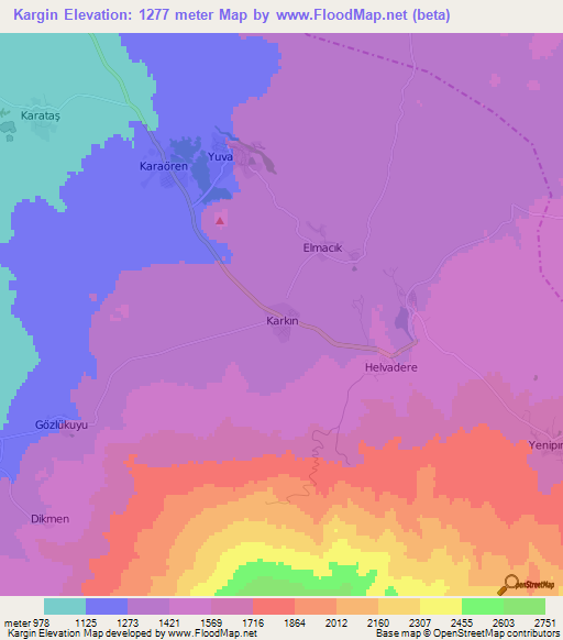 Kargin,Turkey Elevation Map