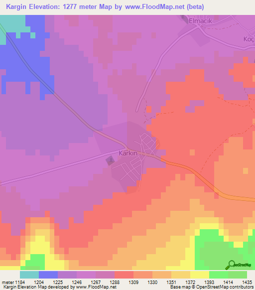 Kargin,Turkey Elevation Map