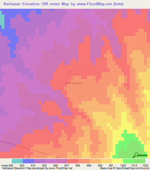 Karbasan,Turkey Elevation Map