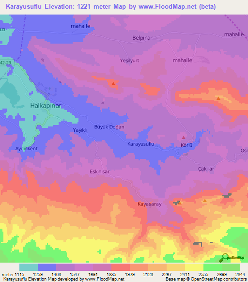 Karayusuflu,Turkey Elevation Map