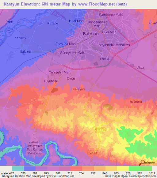 Karayun,Turkey Elevation Map