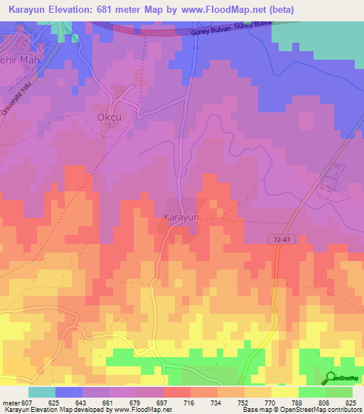 Karayun,Turkey Elevation Map